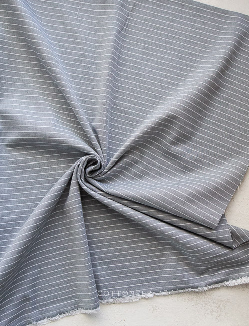 Pewter | Milano Chambray Stripe - Cottoneer Fabrics