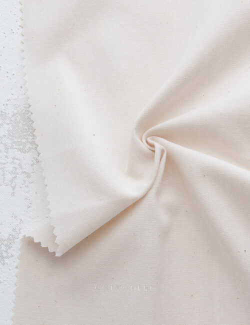 Cali Fabrics White Polka Dots on Grey Cotton Chambray Fabric by the Yard